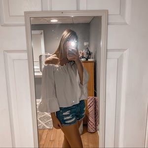 Off the Shoulder Ruffled White Top